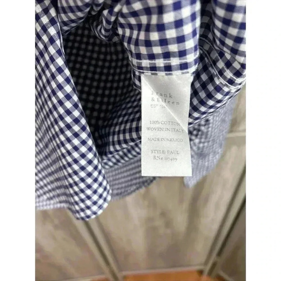 Frank Eileen Button Down Shirt Paul Checkered Long Sleeves - Picture 3 of 8